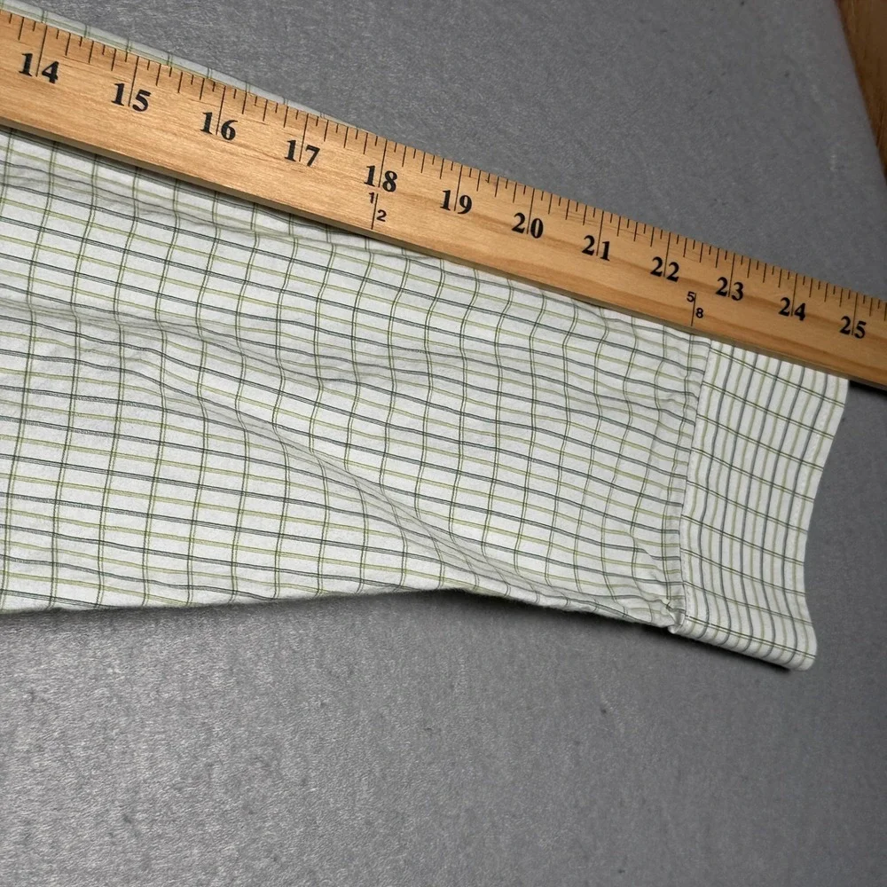 Cinch Mens Green White Micro Check Plaid Button Down Shirt Large MT10321111